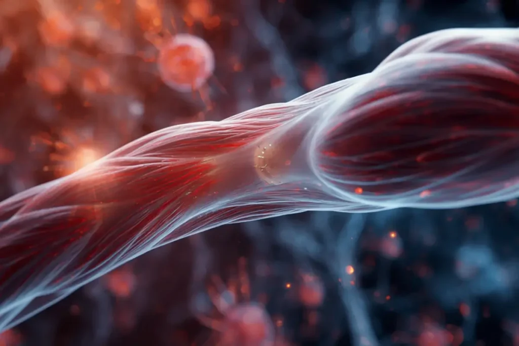 Scientific illustration depicting magnesium's role in normal muscle physiology.